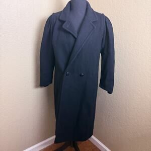 Vintage J.L.L.R. Black Wool Blend Long Coat Union Made USA Women S